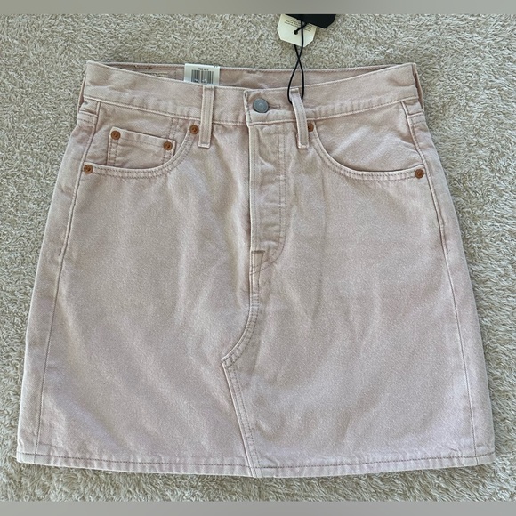 NWT Levi’s High Rise Deconstructed Pink Denim Mini Skirt size 27 - Picture 3 of 9
